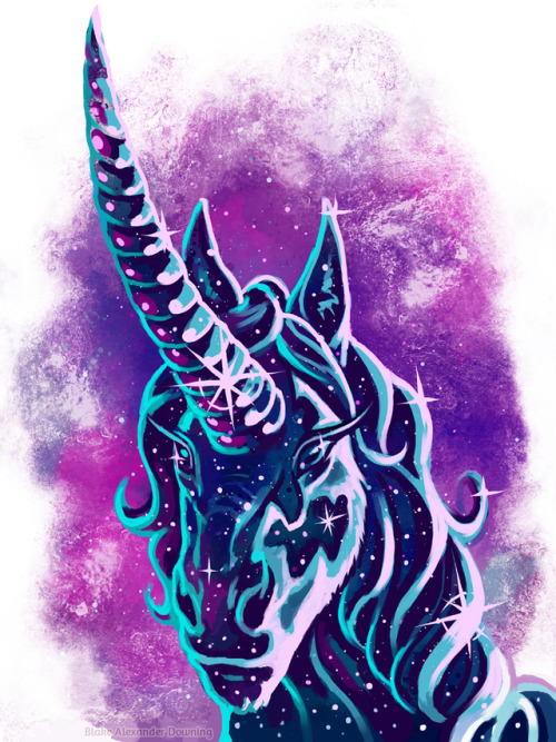 Playing around with some new brushes I made for this starry unicorn!