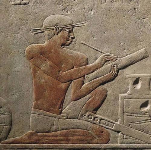 grandegyptianmuseum:Relief depicting a scribeDetail of a wall carving from the Mastaba of Akhethotep