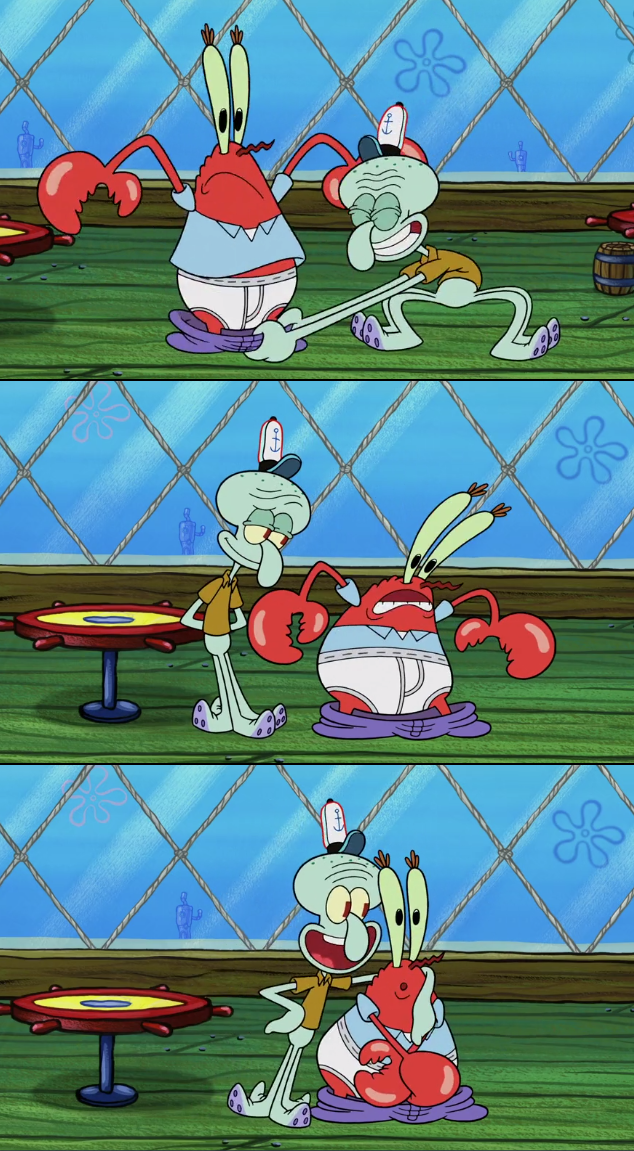 Cartoon Underwear on Tumblr: Squidward pantsing Mr. Krabs Episode