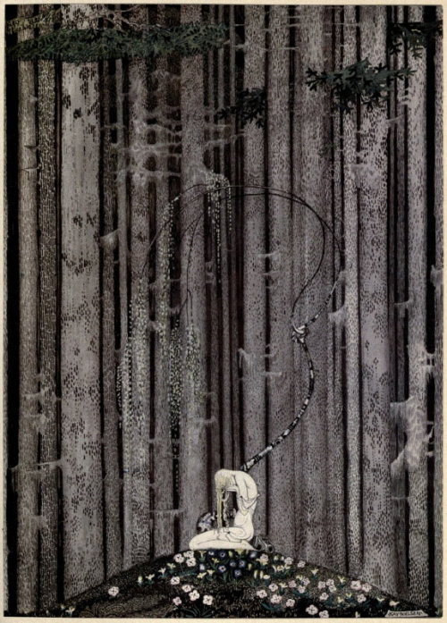 bell-woodhope:  Kay Nielsen illustration for “East of the Sun and West of the Moon. Old Tales from the North”. Tales: “East of the Sun and West of the Moon”, “The Lassie and Her Godmother”, “Three Princesses of Whiteland”. 