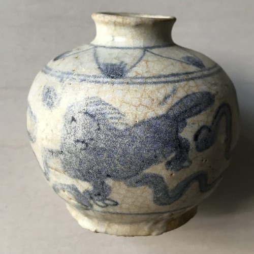 Ming Dynasty Wanli Period Swatow Zhangzhou Lion Motif Porcelain Jarlet  (Batam Shipwreck 1