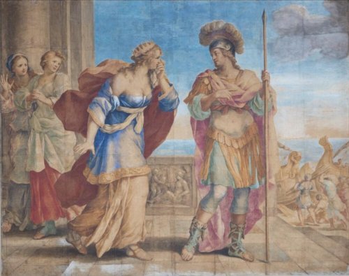 hildegardavon:Giovanni Francesco Romanelli, 1612-1660Aeneas leaving Dido, ca.1630/35, gouache and bl