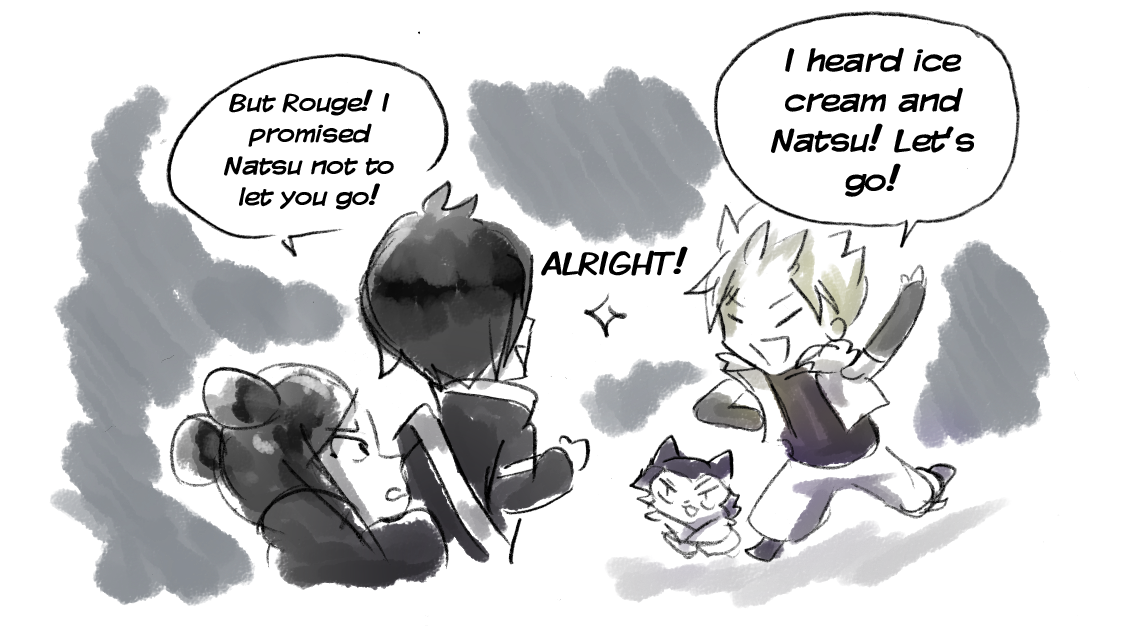 rainladyjuvia:  Why Rouge and Sting followed Natsu in chapter 335I shit you not.