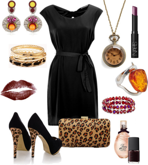 LBD by ethemuse featuring a gray nail polishSoaked in Luxury layered dress, $67 / Timeless heels sti