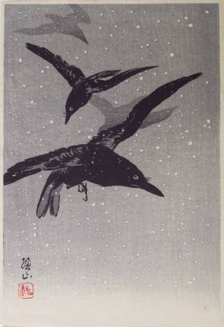 magpiemouse:  ITO Sozan &ldquo;Crows Flying in Snow&rdquo;early 1920s 