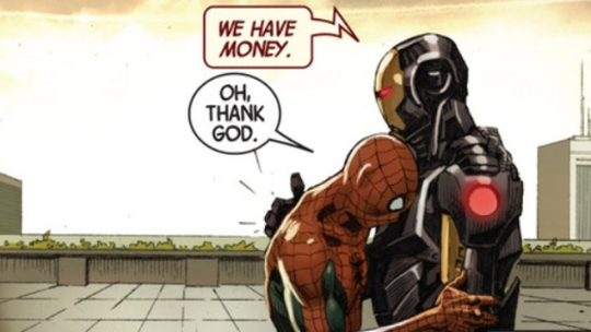 Still going with my theory that Spiderman is such an enduring character because he’s the one superhero that actually has to deal with financial problems.