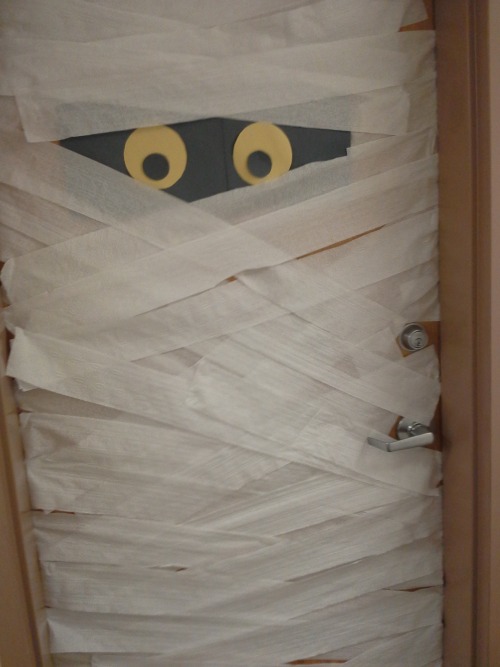 theabbatar:  so my apartment building is having a contest to see who can have the best door decorations for halloween and here’s our competition:      here’s me and my roommate’s door  we gon win 
