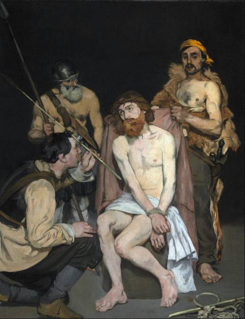 connoisseur-art: Édouard Manet (French, 1832~1883)~Jesus Mocked by the Soldiers (c. 1864~65)~ Oil on canvas,The Art Institute of Chicago   
