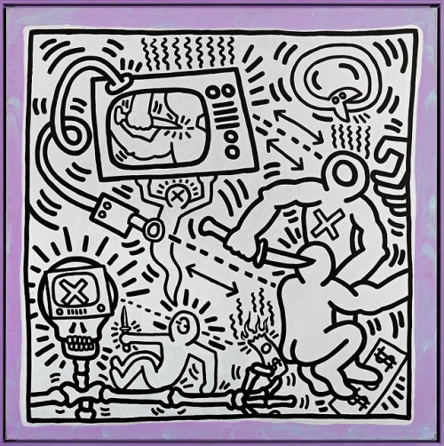 jareckiworld:Keith Haring  -  Untitled   (acrylic on canvas, 1985)