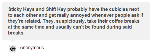 not-reality:  Sticky Keys IS the opposite of the Babbu in EVERY WAY. Q.E.D.  X3!