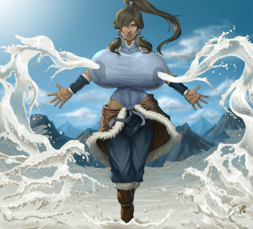 mangrowing:  KORRA THE MILK BENDER   Can you imagine this scene guys?Having the power of bending water may have so many other uses and plus having the power to produce infinite milk till creating new seas! XDSo I decided to make this picture cause Avatar