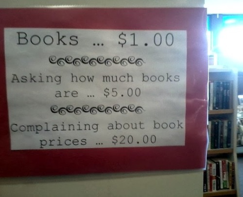 Book store signs.