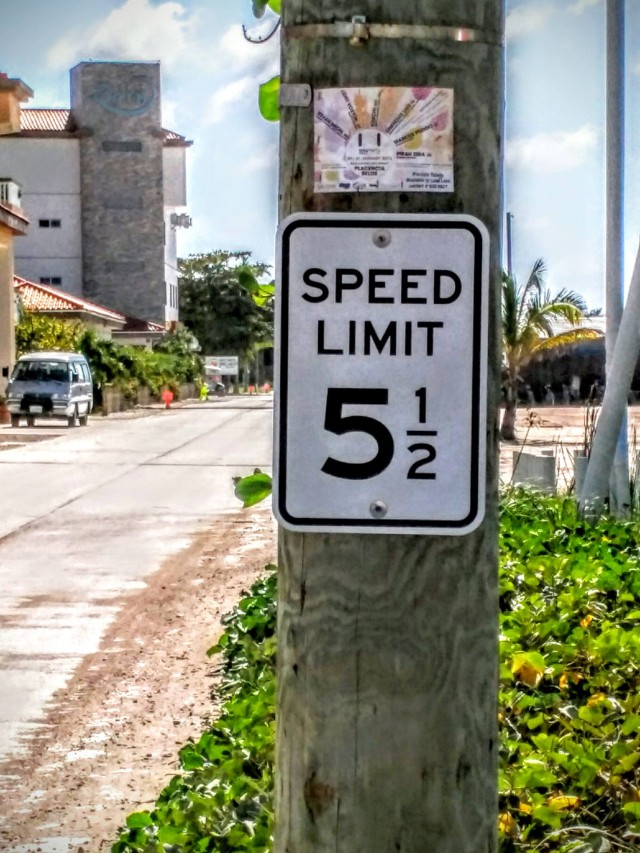 A speed limit sign saying "Speed Limit 5 1/2"