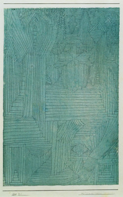 hipinuff:Paul Klee (German, b. Switzerland. 1879–1940), Forest Architecture, 1925. Pen and watercolor on paper mounted on cardboard. 