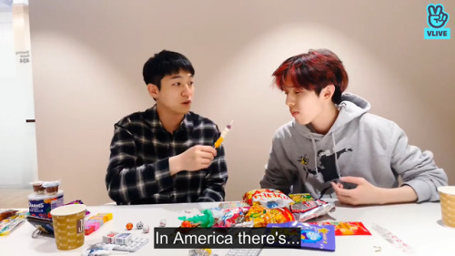 lq-sungjin:Sungjin teaching Jae about American candy