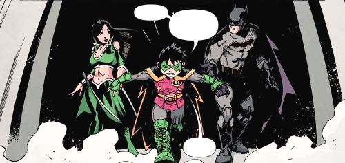 taliatate:Damian, Bruce, and Talia in Robin: Son of Batman #11