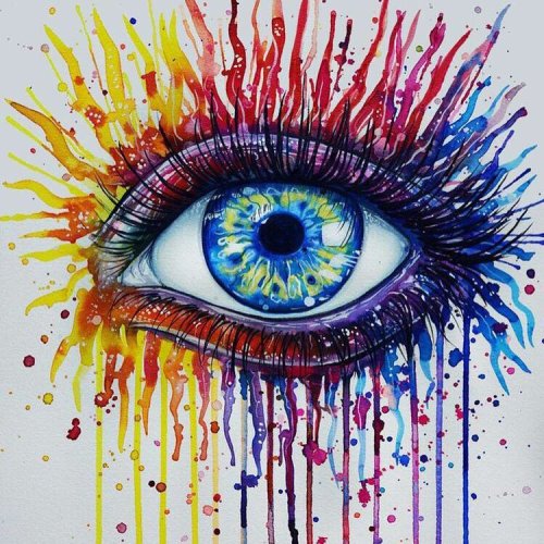 #eye #watercolour #notmine #art can anybody help with credit? #beauty #blueyes #grafitti #stencil