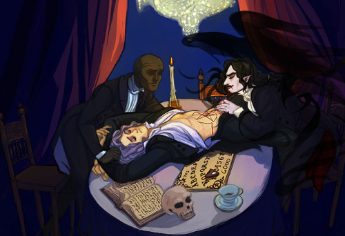 gonna post the raunchy fanart while i still can - here’s a Dracula/Hector/Isaac from Netflix&r