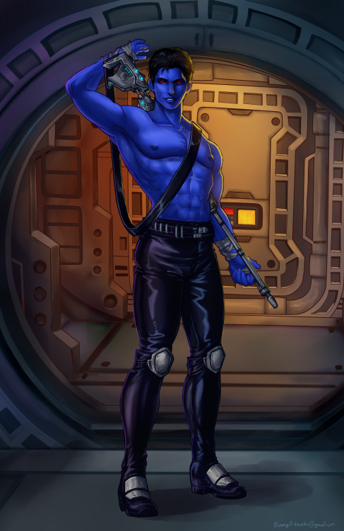 SWTOR Commission gift by @nebulis-ceartais of Cel'asten&rsquo;s handsome Chiss character.