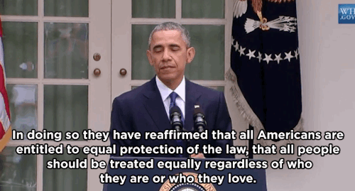 huffingtonpost:  Obama Praises Supreme Court’s Decision To Legalize Gay Marriage NationwidePresident Barack Obama praised the Supreme Court’s decision to legalize gay marriage nationwide, calling it a “victory for America.”Read more of President