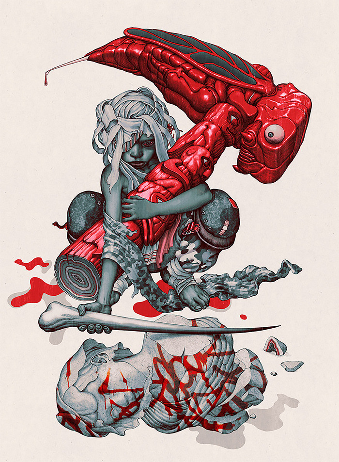 asylum-art:  Mixed Media Illustrations by James Jean  Working with traditional and