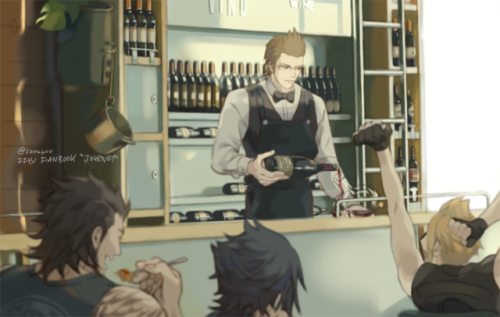 sommelier Iggy at an Italian diner [crop for upcomming FFXV fanbook]