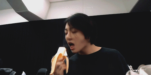 Long Haired Jungkook Eating A Banana And Cereal