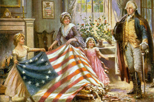 While Betsy Ross did make American flags in the late 1770s, it is very unlikely that she was hired b