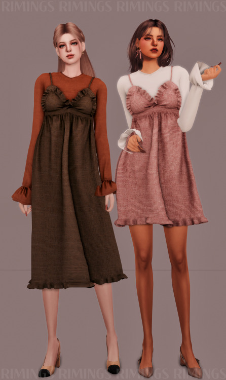 [RIMINGS] Frill Bustier Dress &amp; Frill Fit Shirt - FULL BODY 2- NEW MESH- ALL LODS- NORMAL MAP- 2