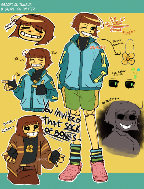 sa0pi: A yellow skelly and moma Frisk-I present u guys Ven (Vivian) a frans child I made huhu- 