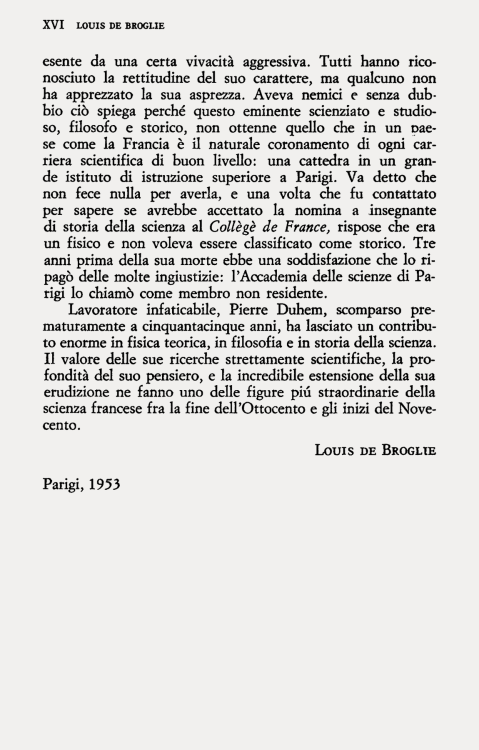 Louis de Broglie, La vita e l'opera di Pierre Duhem (1953), Foreword in Pierre Duhem, (1906-1914), L