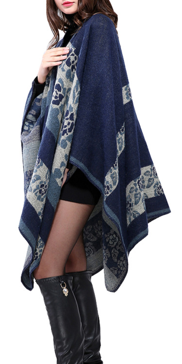 lovely-shoes:   Urban CoCo Women’s Color Block Open front Blanket Poncho