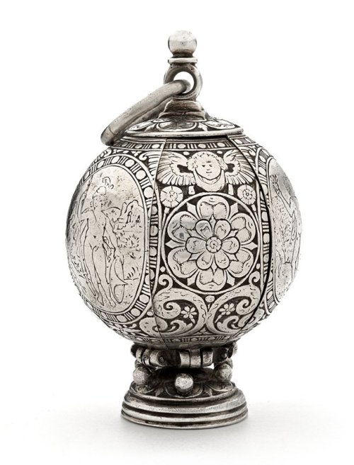 cafeinevitable:A 16th Century German Pomander a spherical vessel segmented into six compartment