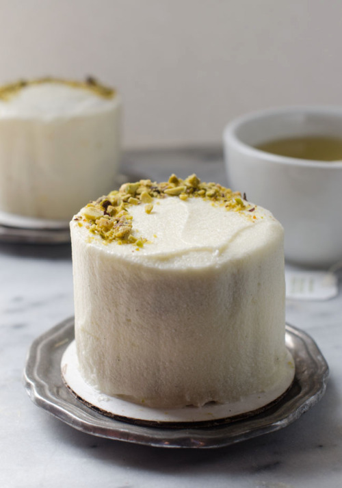 magicalfoodtime: (via Tea for Two: Pistachio Orange Mini Cakes with Grand Marnier Cream Cheese Frost