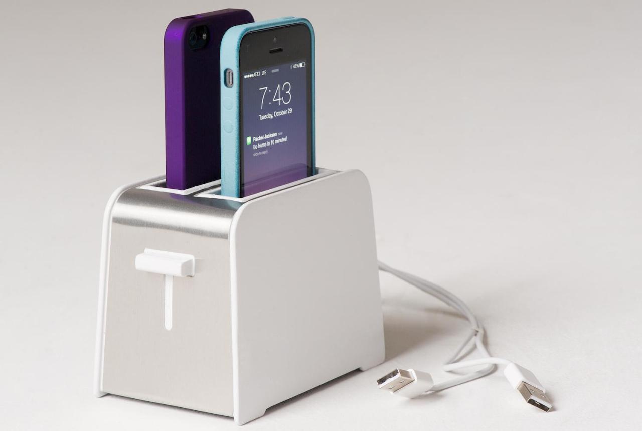 Foaster - a toaster for your phones This quirky dock can charge two iPhones simultaneously