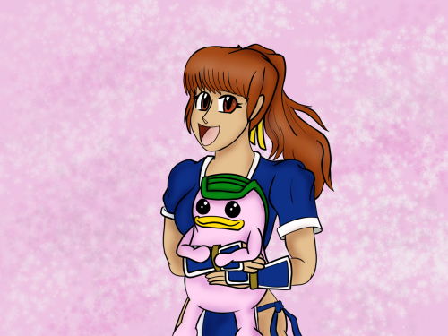 ardyartblog:  A drawing I did of Kasumi from Dead or Alive and Mochi from Monster Rancher together. 
