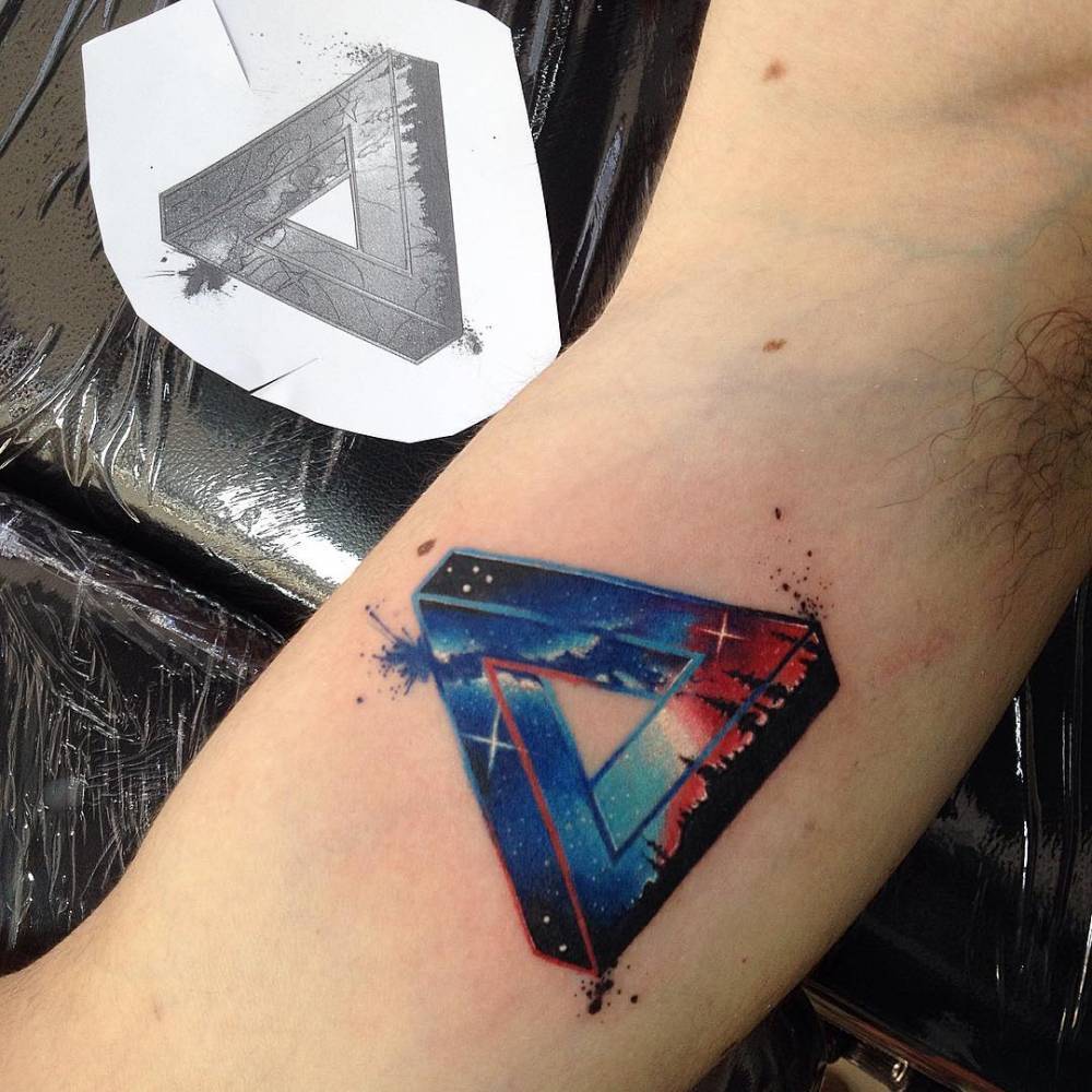 Impossible triangle commonly known as the Penrose Triangle tattoo by  Wagner Basei  Triangle tattoo Tattoos Impossible triangle