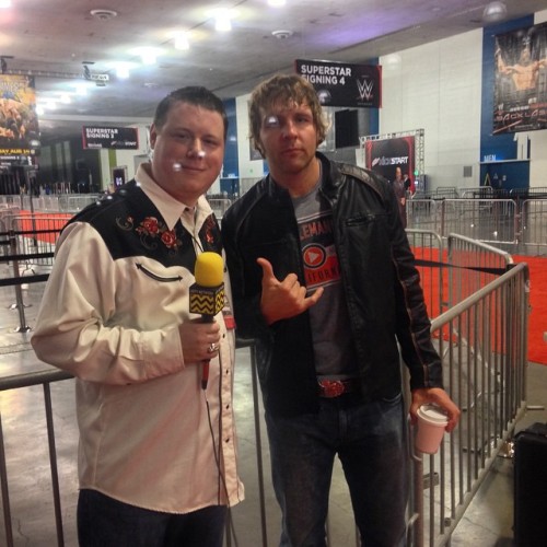 ambreignsfans:  Christian Rosenberg Instagram Photo‘Dean Ambrose was a ton of fun to talk to today at media row. Really looking forward to his performance in the ladder match. #Ambrose #Axxess #wrestlemania #wwe #mediarow #abtv‘(x)