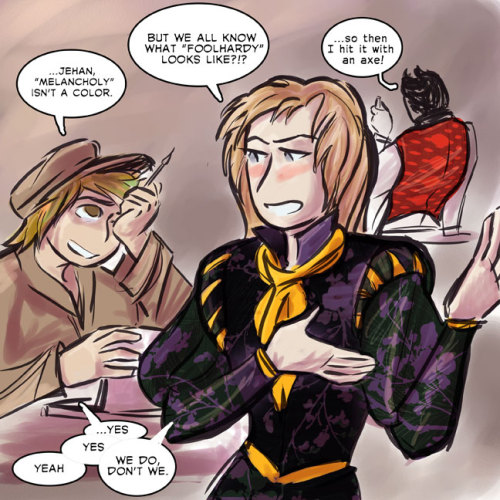 pilferingapples:( since I know it varies by translation, Bahorel’s waistcoats are sometimes introduc