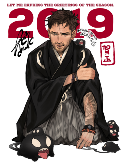 kbmochi:  happy new year! 紋付袴似合うね！ 