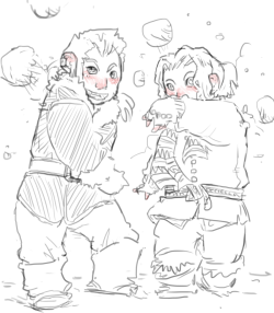 ladynorthstar:  Hobbit Advent, Day 23: Snowball fight Thorin and Dwalin’s double attack!