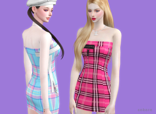 soboro-sims: [soboro] DSQ2 Zipper Chain DressNew mesh 31 Swatch Clothing body All LODs TS4Do not r