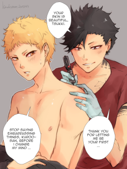 kandismon:  kurotsuki au in which kuroo is a tattoo artist and kei decides this man has to be one to make him his first tattoo