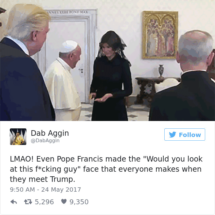 afatblackfairy: pr1nceshawn: Donald &amp; The Pope.  😂😂😂😂 