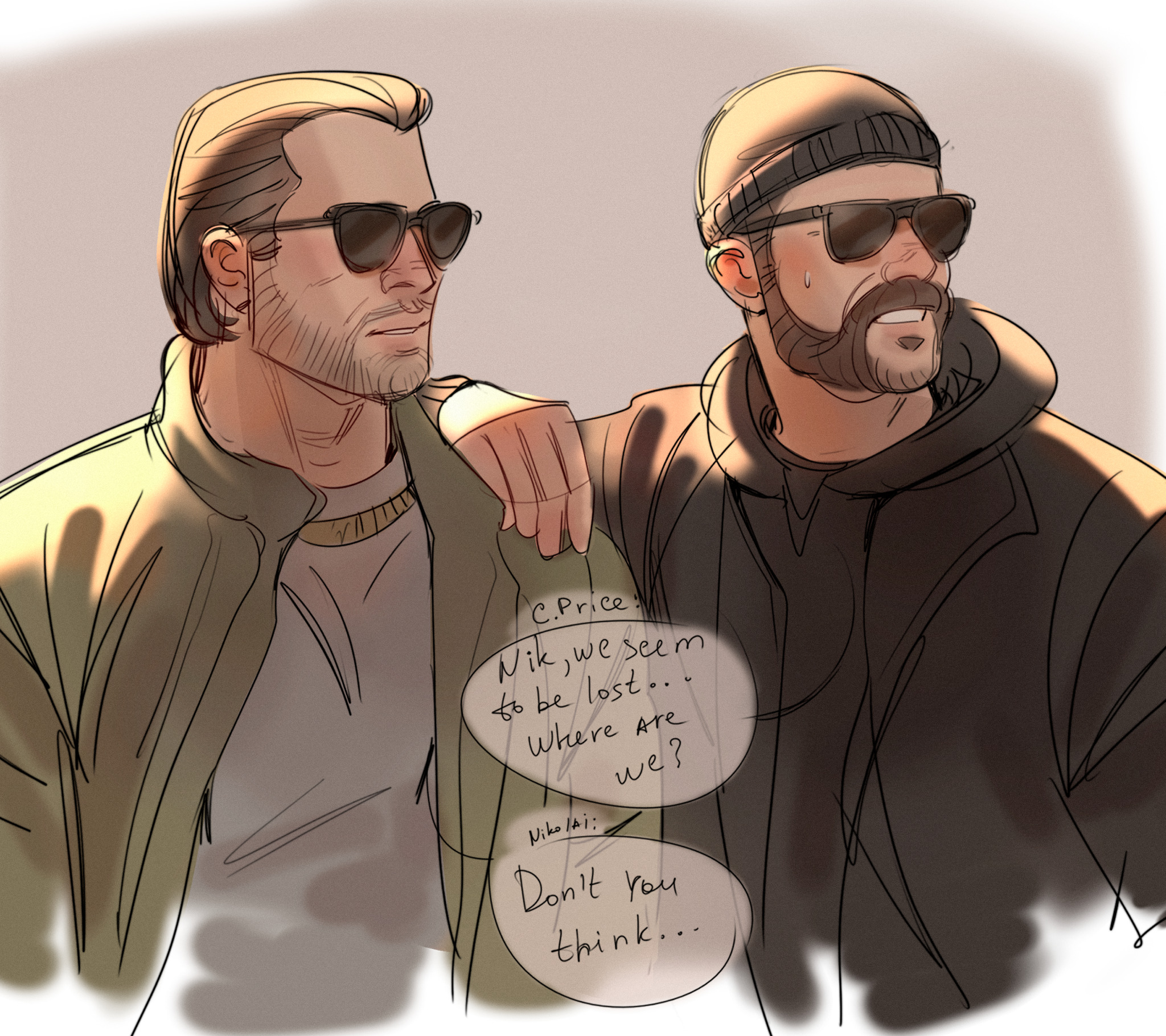 shkretart:Sketches. I love to draw Price and Nikolai, something needs to be done