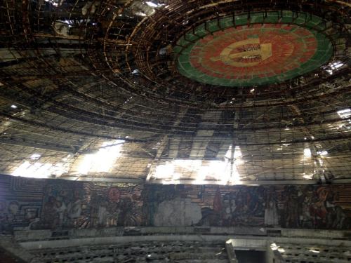 inside the dome of former BUlgarian Communist Party HQ pics of mosaics in their original state here 