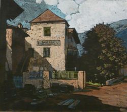 thunderstruck9:   Oskar Mulley (Austrian, 1891–1949), Das Gasthaus zur Blauen Traube, 1919. Mixed media (pastel, watercolour), 49.5 x 57 cm 