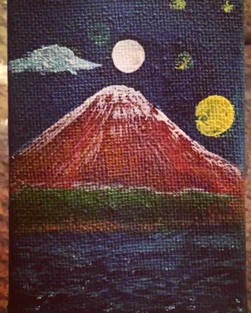 #acrylicpainting #painting #mountainpainting #moon #moonlitmountain (at Garden Grove, California)