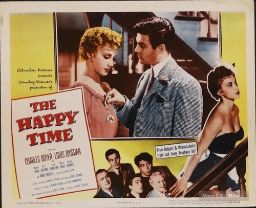 howardhawkshollywoodannex:original lobby cards for The Happy Time (1952) with Charles Boyer, Louis J