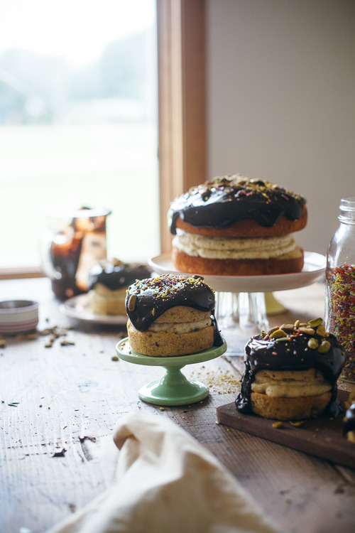 Pistachio Cream Cake w/Chocolate Ganache | Molly Yeh